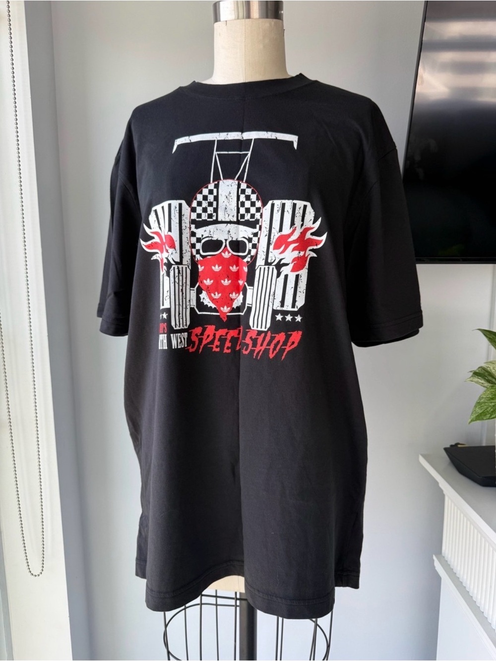 adidas speed shop Black Crewneck tshirt
